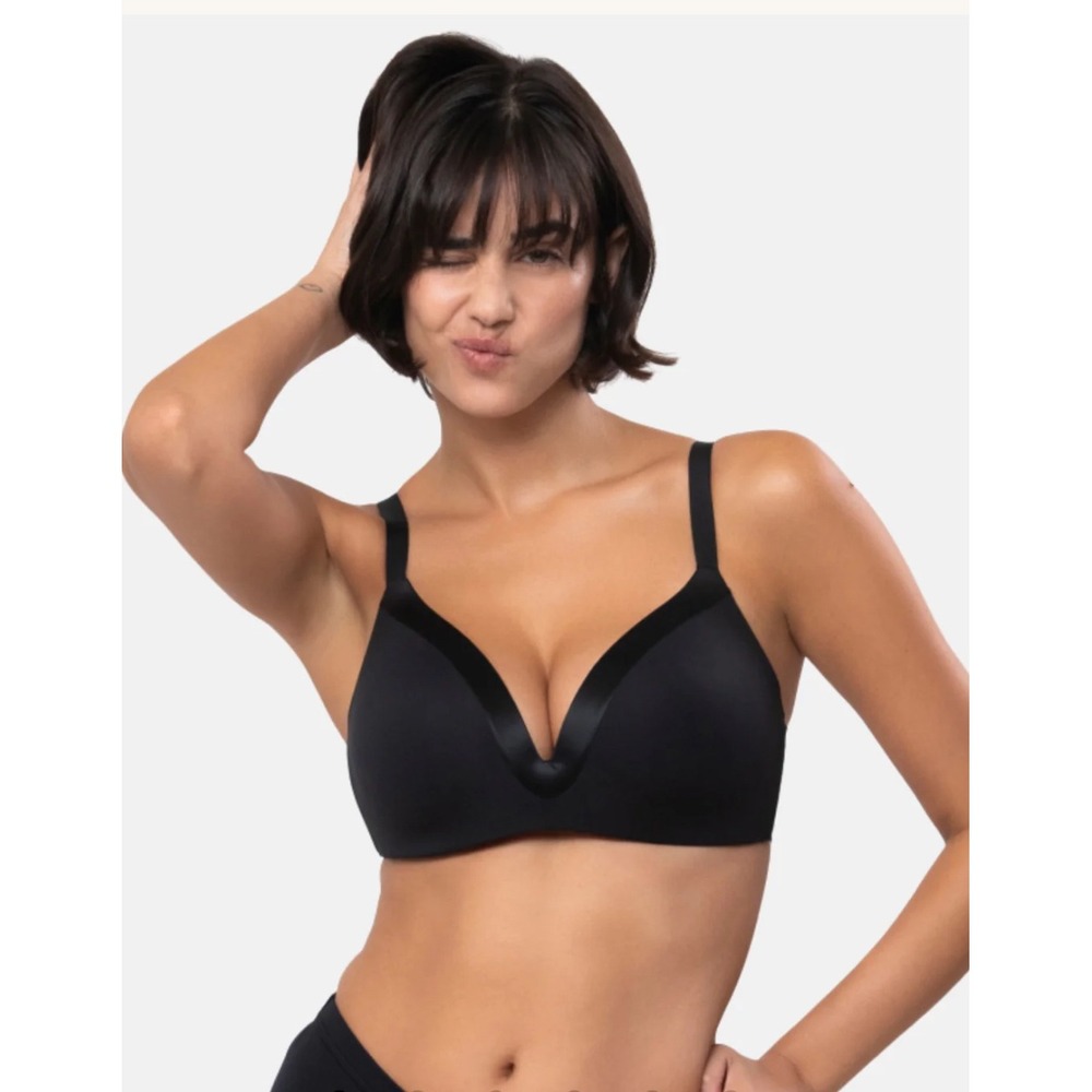 Underoutfit 1258 The Satin Grace 3D Molded Wireless Comfort Bra Deep V-Neck